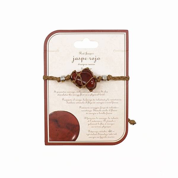 Natural Red Jasper Macrame Pouch Braided Bead Bracelet