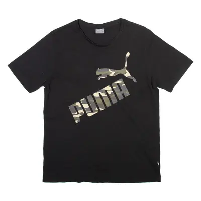 PUMA Camo Mens T-Shirt Black Crew Neck S