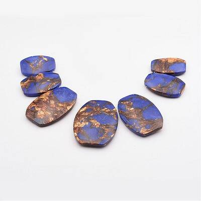 Assembled Bronzite and Lapis Lazuli Graduated Beads Strands