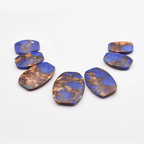 Assembled Bronzite and Lapis Lazuli Graduated Beads Strands