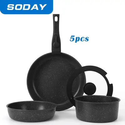 【New product deal】 SODAY 5pcs/15pcs Pots and Pans Set, Nonstick Kitchen Cookware Set with Removable Handle, Frying Pans,H...