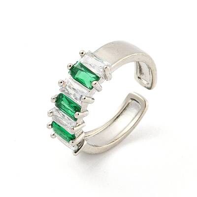 Brass Micro Pave Cubic Zirconia Open Cuff Rings