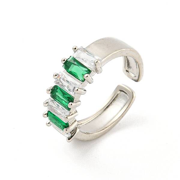 Brass Micro Pave Cubic Zirconia Open Cuff Rings