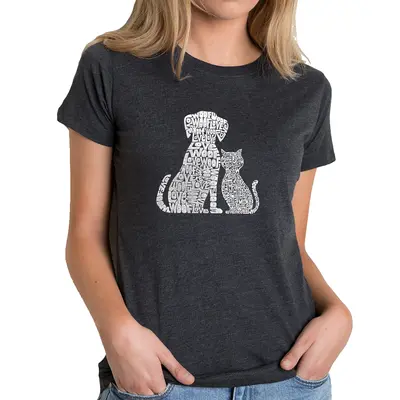 Dogs and Cats - Women's Premium Blend Word Art T-Shirt - Red - Medium