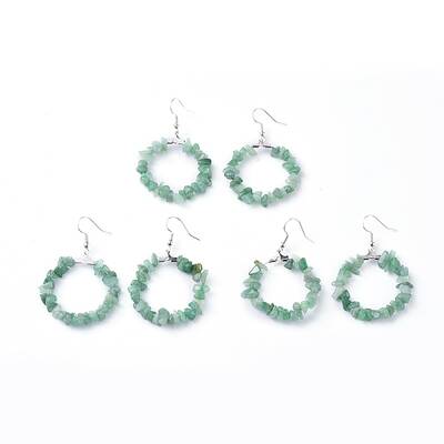 Natural Green Aventurine Dangle Earrings