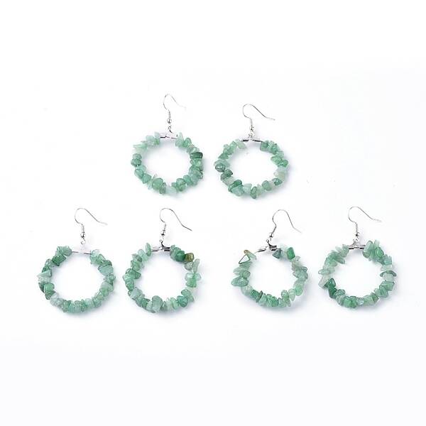 Natural Green Aventurine Dangle Earrings
