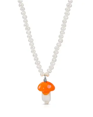 Cogumelo Necklace | Color: Orange | Metal Color: Silver