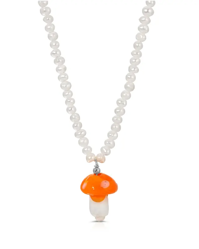 Cogumelo Necklace | Color: Orange | Metal Color: Silver