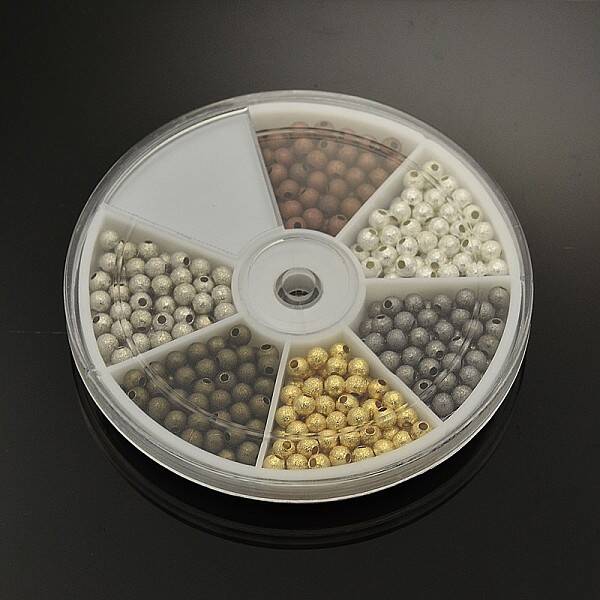 1Box Brass Textured Round Spacer Beads