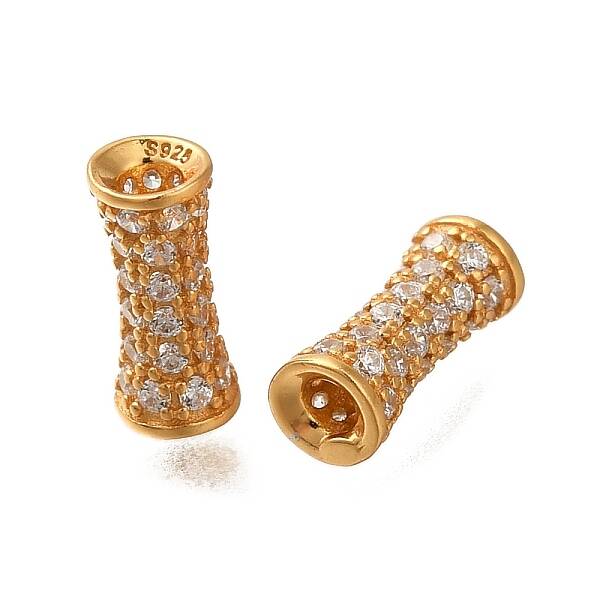 925 Sterling Silver Micro Pave Clear Cubic Zirconia Beads