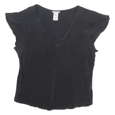 SOFT GREY Womens Top Black V-Neck UK 18