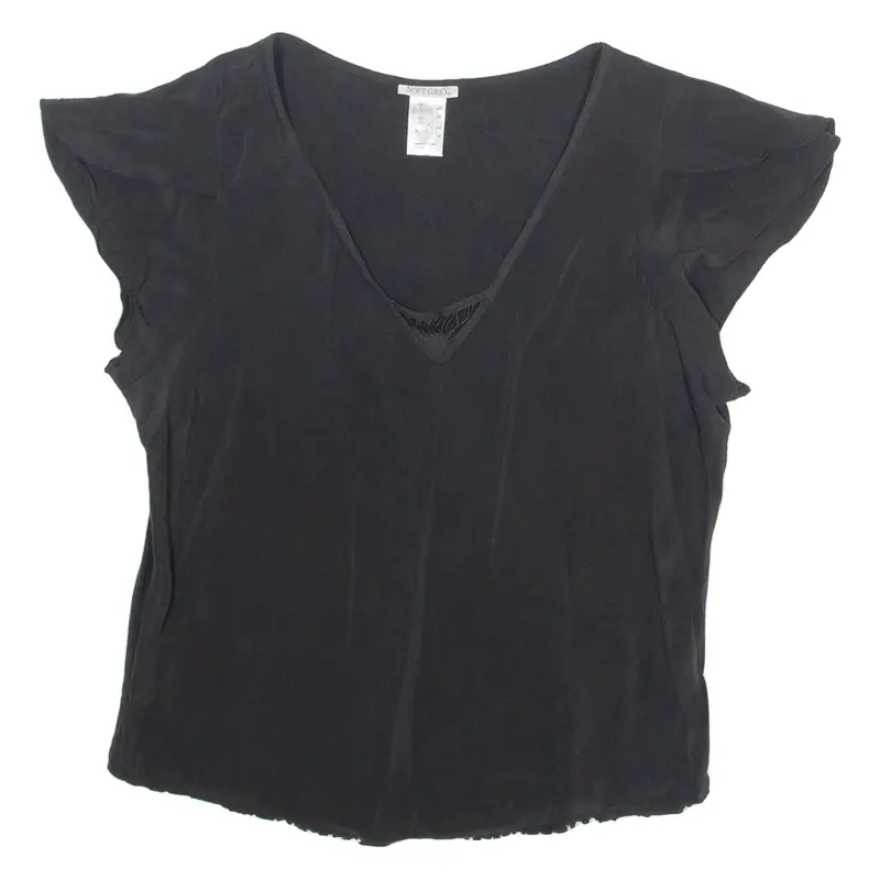 SOFT GREY Womens Top Black V-Neck UK 18