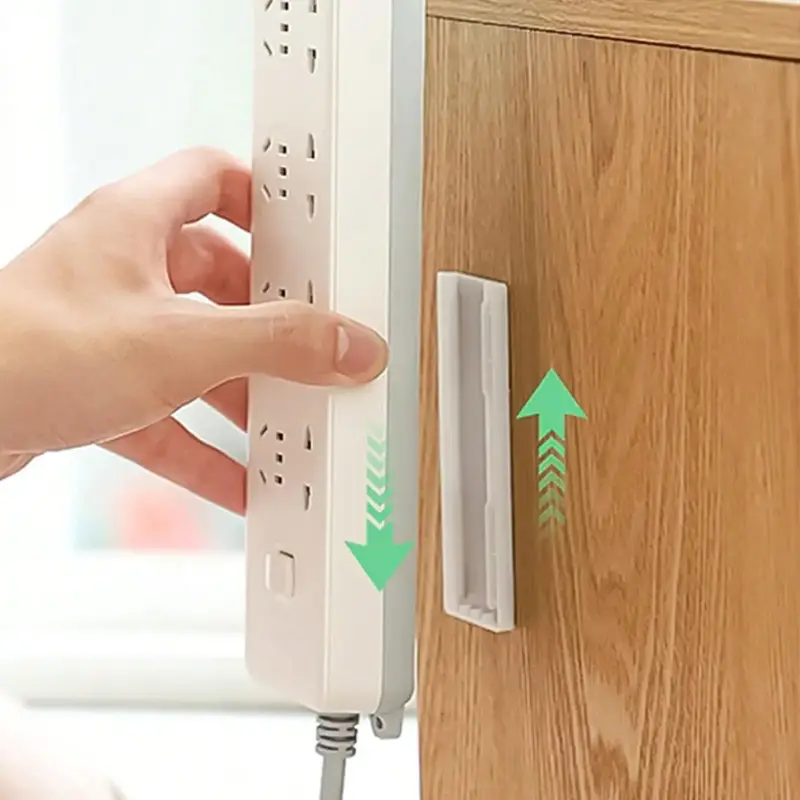 White Wall Mounted Plug Holder, Punch Free Self Adhesive Wall Mounted Plug Holder, Home Organizer for Kitchen Living Room