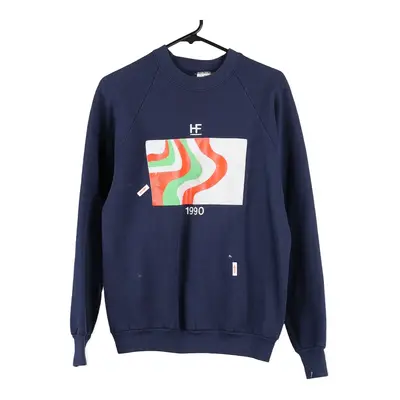 Fruit Of The Loom Sweatshirt - Large Navy Cotton Blend