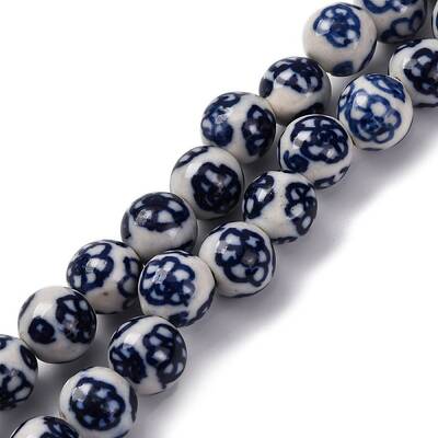Handmade Blue and White Porcelain Beads Strands