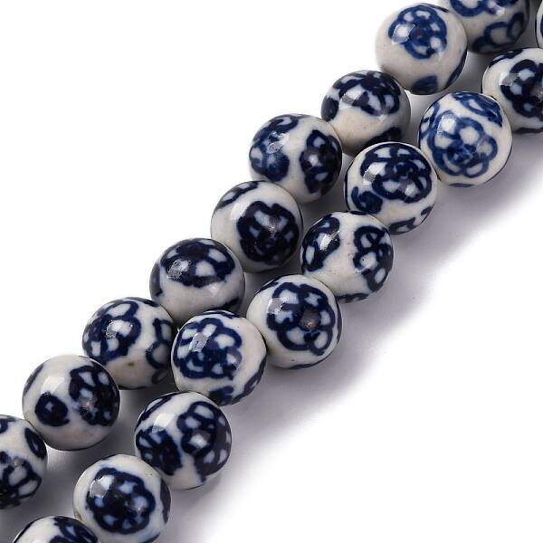 Handmade Blue and White Porcelain Beads Strands