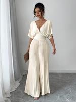 Women's Solid Color V Neck Jumpsuit, Elegant Batwing Sleeve Jumpsuit for Summer, Women's Jumpsuit for Daily Wear, Womenswear,...