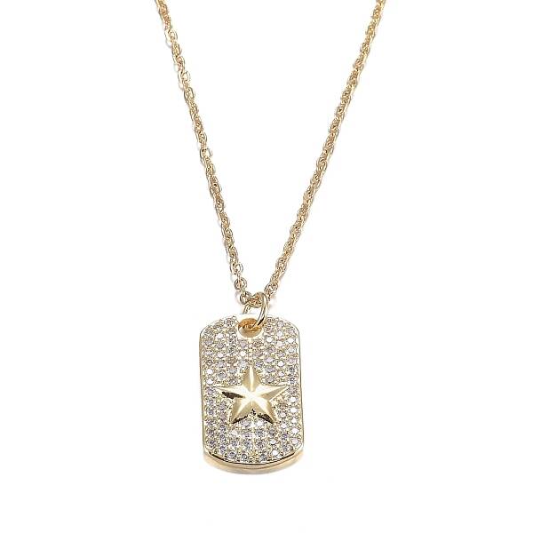 Brass Micro Pave Clear Cubic Zirconia Pendant Necklaces