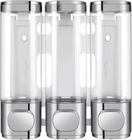 3-in-1 Room Wall Mounted Bathroom Shower Pump Dispenser and Organizer,with Waterproof Label-can be Used for Shampoo,Condition...