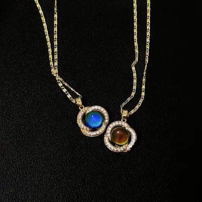 Color Changing Planet Necklace – 14K Gold Plated Pendant, Temperature Sensitive Jewelry for Women – necklace drop,High-Qu...