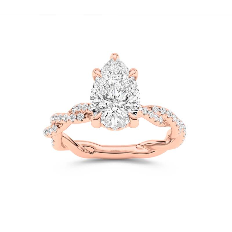 ChiraTan Pear Shape Lab Grown Diamond Engagement Ring | 18K Rose Gold 2 3/8 CT. TW.