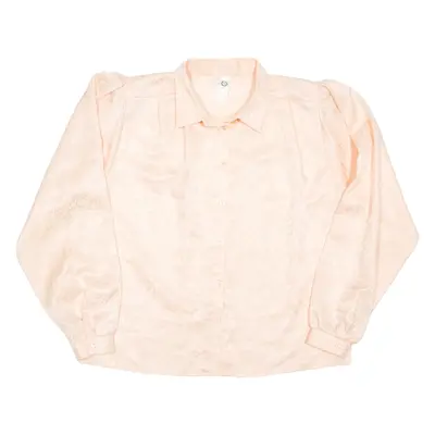 C&A Womens Blouse Pink Collared Long Sleeve Silk Crazy Pattern L