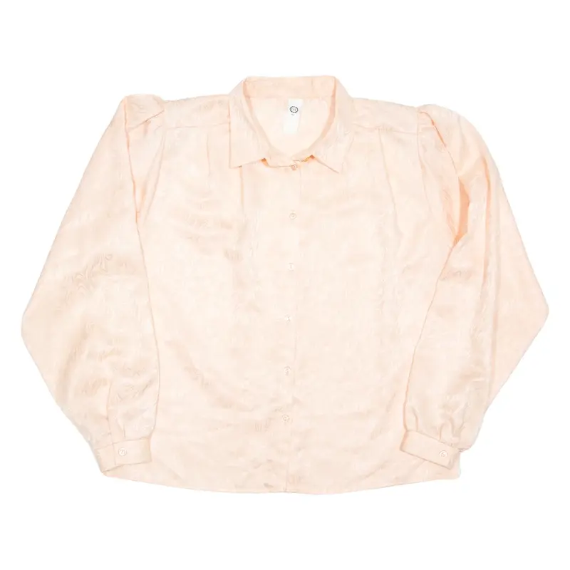 C&A Womens Blouse Pink Collared Long Sleeve Silk Crazy Pattern L