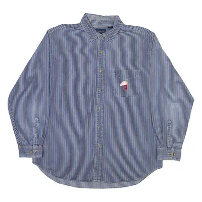 BASIC EDITIONS Mens Shirt Blue Striped Long Sleeve 2XL