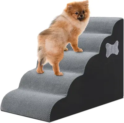 Dog Stairs for Small Dogs, 5 Steps Pet Steps for High Beds and Couch, Non-Slip Bottom Dog Steps,High Density Foam Pet Stairs ...