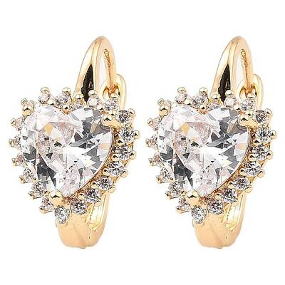 Brass Micro Pave Cubic Zirconia Hoop Earrings