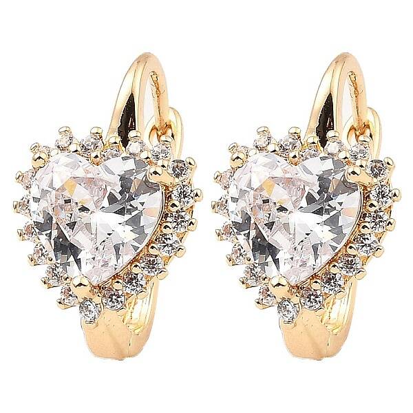 Brass Micro Pave Cubic Zirconia Hoop Earrings