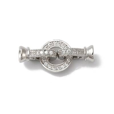 Rack Plating Brass Micro Pave Clear Cubic Zirconia Fold Over Clasps