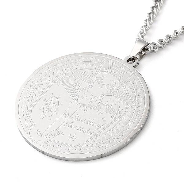Non-Tarnish 304 Stainlessa Steel Curb Chain Pendant Necklaces