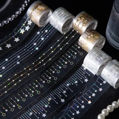 Starry Sky Themed Washi Tape, 6 Counts/set DIY Decorative Tape, Scrapbooking & Stamping Supplies for Home School Office