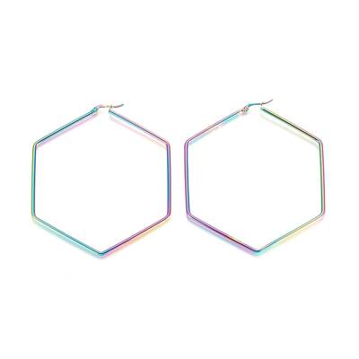 304 Stainless Steel Geometric Angular Hoop Earrings