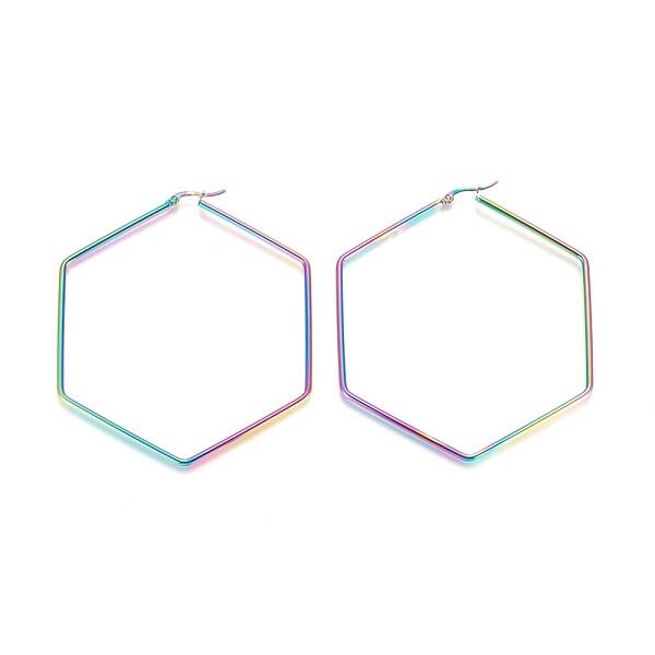 304 Stainless Steel Geometric Angular Hoop Earrings