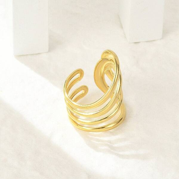 304 Stainless Steel Multi-layer Cuff Rings for Women