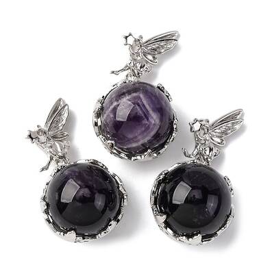 Natural Amethyst Round Pendants