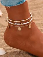 Fashion Beaded & Shell Design Anklets for Women & Girls, New Fashion Jewelry for Party, Daily Clothing Decor, Trendy All-matc...