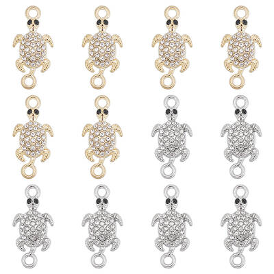 40Pcs 2 Colors Alloy Crystal Rhinestone Connector Charms