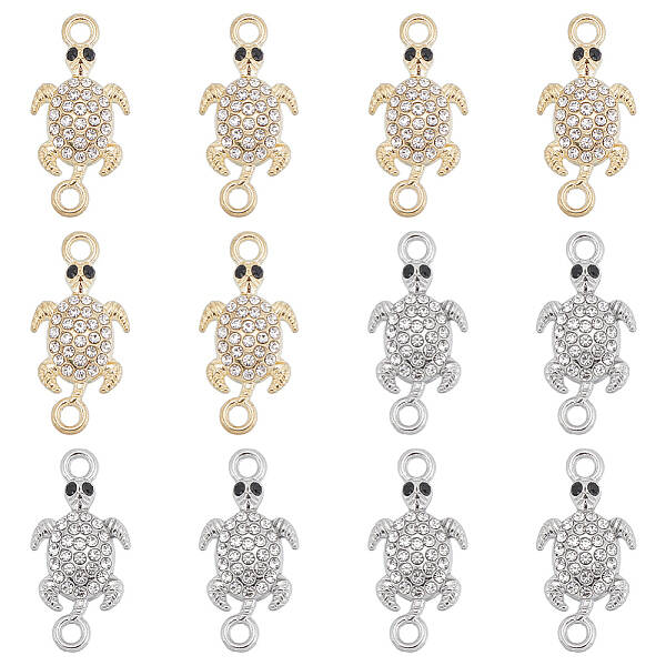 40Pcs 2 Colors Alloy Crystal Rhinestone Connector Charms