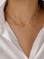 Faux Pearl Decorated Necklace As Gifts for Girlfriend, 2024 Fall/Summer Women Elegant Chain Necklace Jewelry for Party, Dail...