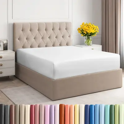 Hotel Luxury Fitted Sheet Only, Double-Brushed for Extra Softness & Cooling for Ultimate Comfort, Elastic Fit for Mattresses ...