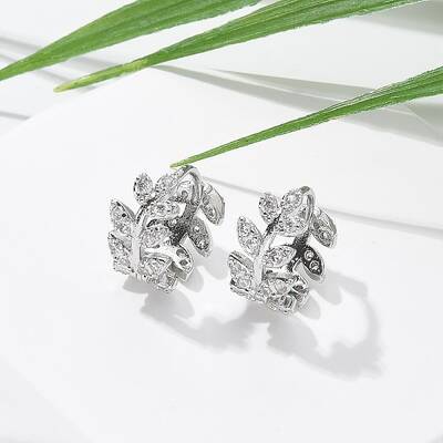 Brass Clear Cubic Zirconia Hoop Earrings