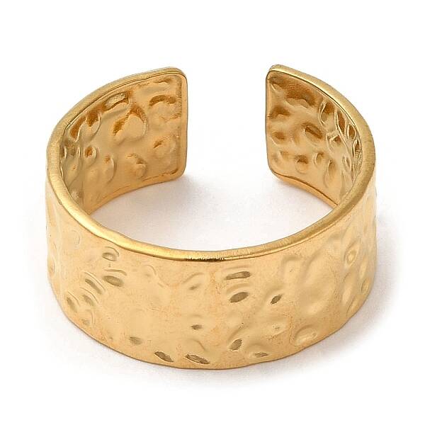 304 Stainless Steel Hammered Band Open Cuff Ring