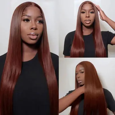 Reddish Brown Straight Wear Go Wig 7x5 Lace Closure 180% Density Color