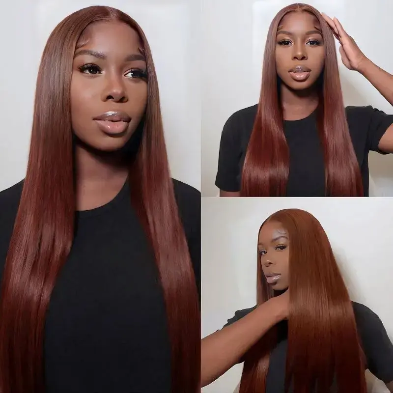 Reddish Brown Straight Wear Go Wig 7x5 Lace Closure 180% Density Color