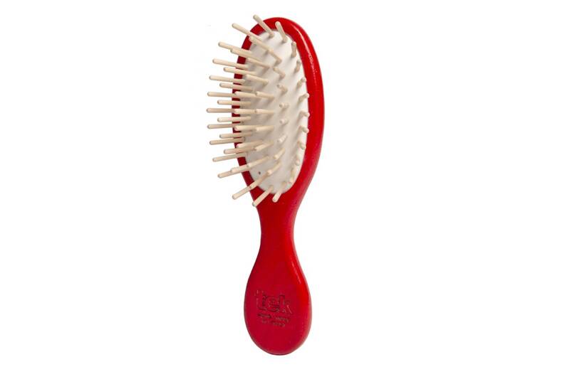 Tek - Red Mini Oval Hair Brush | Gentle on Scalp & Hair