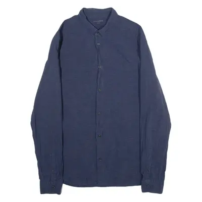 ALL SAINTS Mens Plain Shirt Blue Long Sleeve L