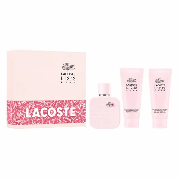 Lacoste L.12.12 Rose Eau de Parfum Spray 100ml Set da 3 Pezzi